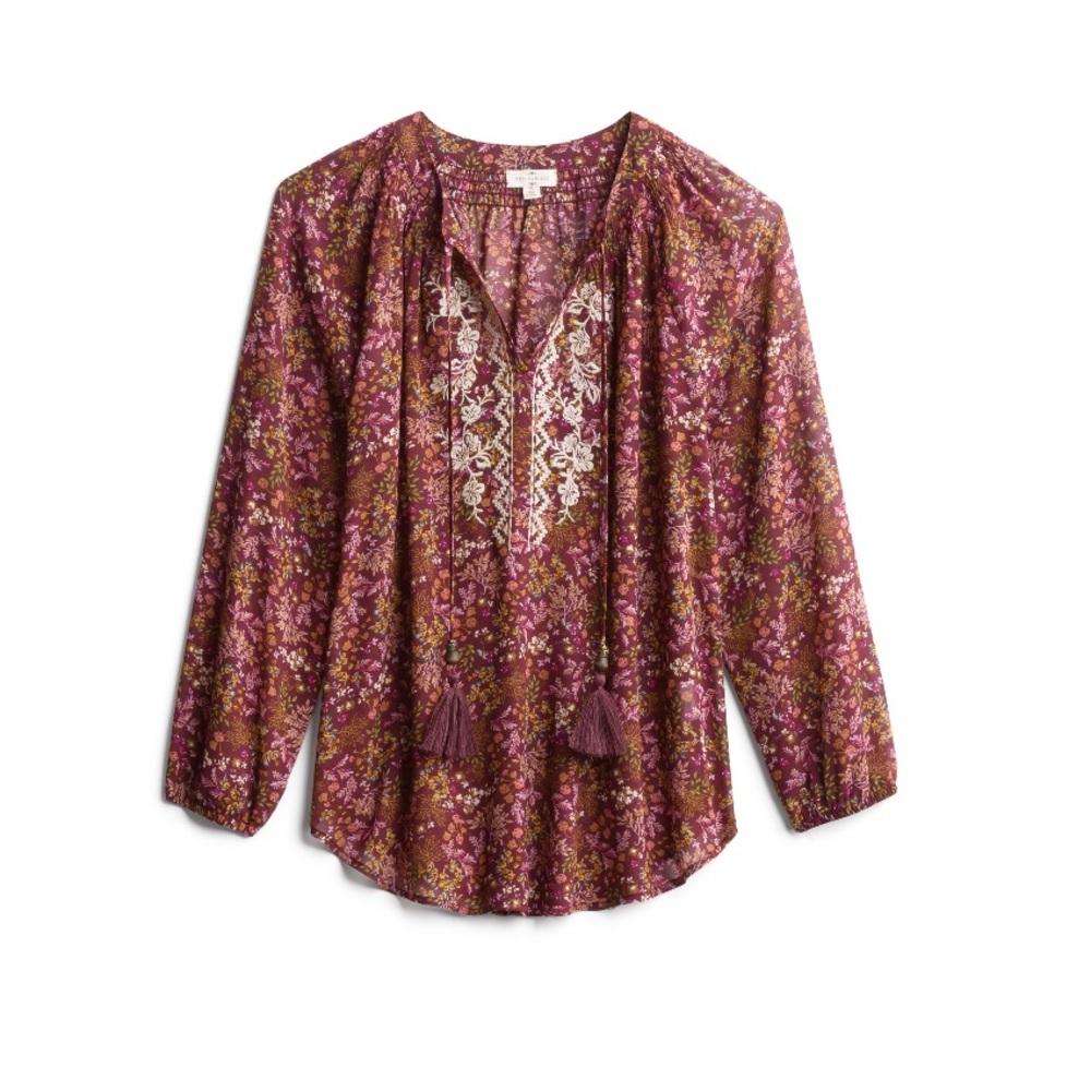 Embroidered Tie Detail Top